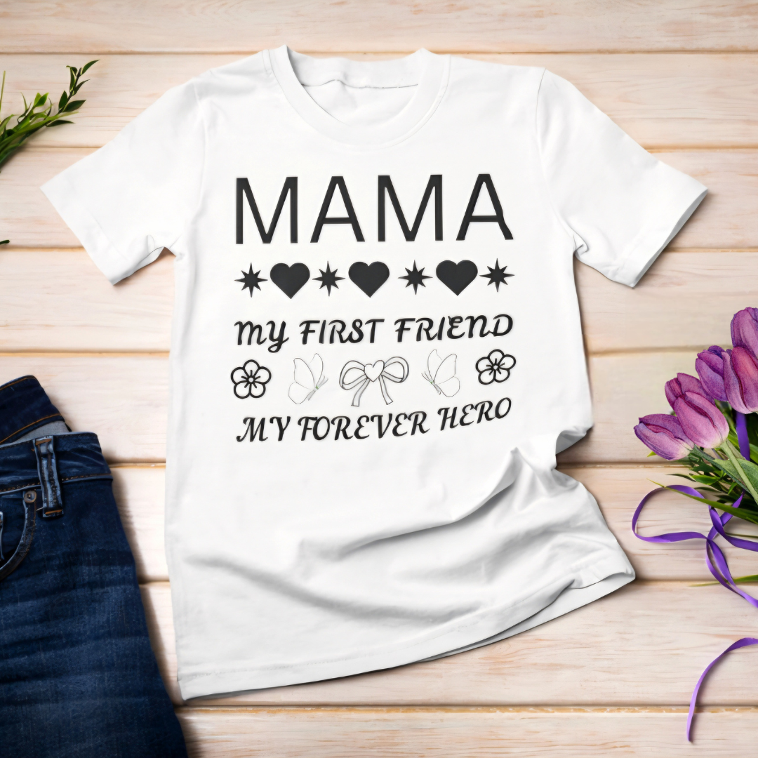 MAMA MY FIRST FRIEND MY FOREVER HERO Women's Classic T-Shirt